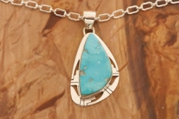 Genuine Kingman Turquoise Sterling Silver Pendant